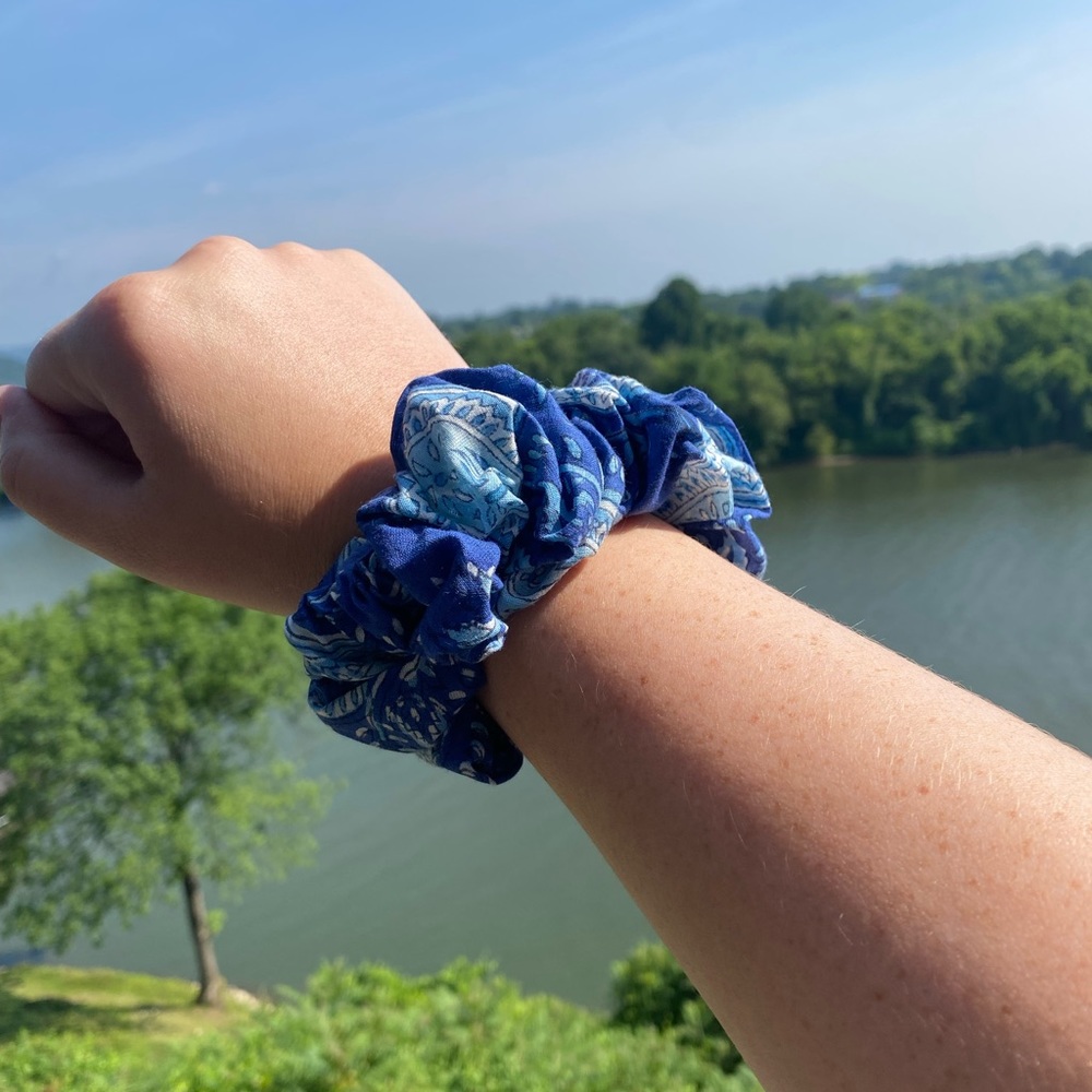 Floral Block Print Scrunchie